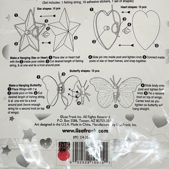 Lisa Frank Glow In The Dark Plastic Butterfly Shapes Room Decor Pack Unused Vtg - Picture 9 of 9